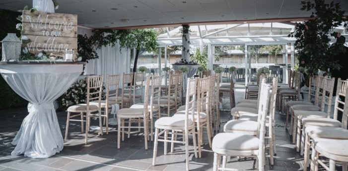 Champagne Bar set up for a wedding at Chester Racecourse 