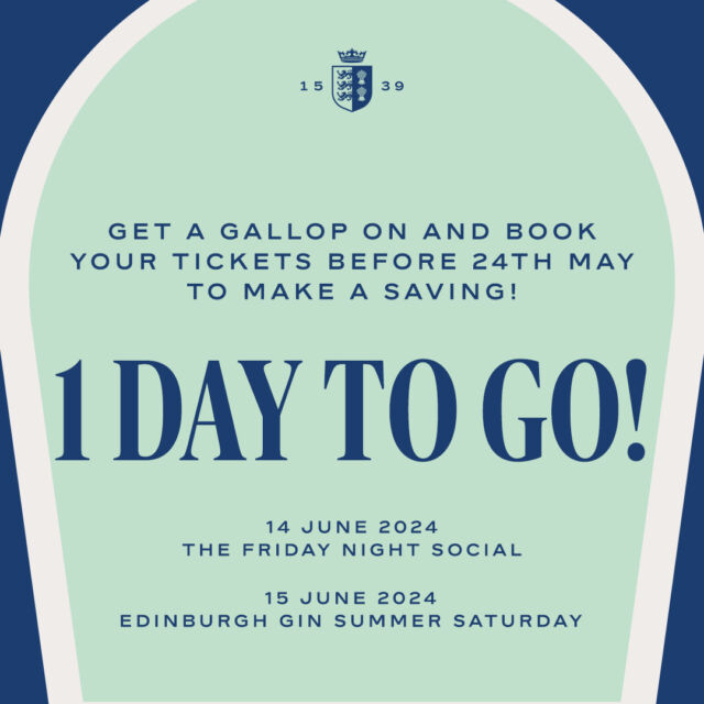 1 DAY TO GO⏰

Get a Gallop On!

There's only ONE day to go before ticket prices increase for The Friday Night Social and our @edinburghgin Saturday on 14th & 15th June🚨

Hurry, book your tickets now via the link in our bio above👆